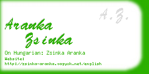 aranka zsinka business card